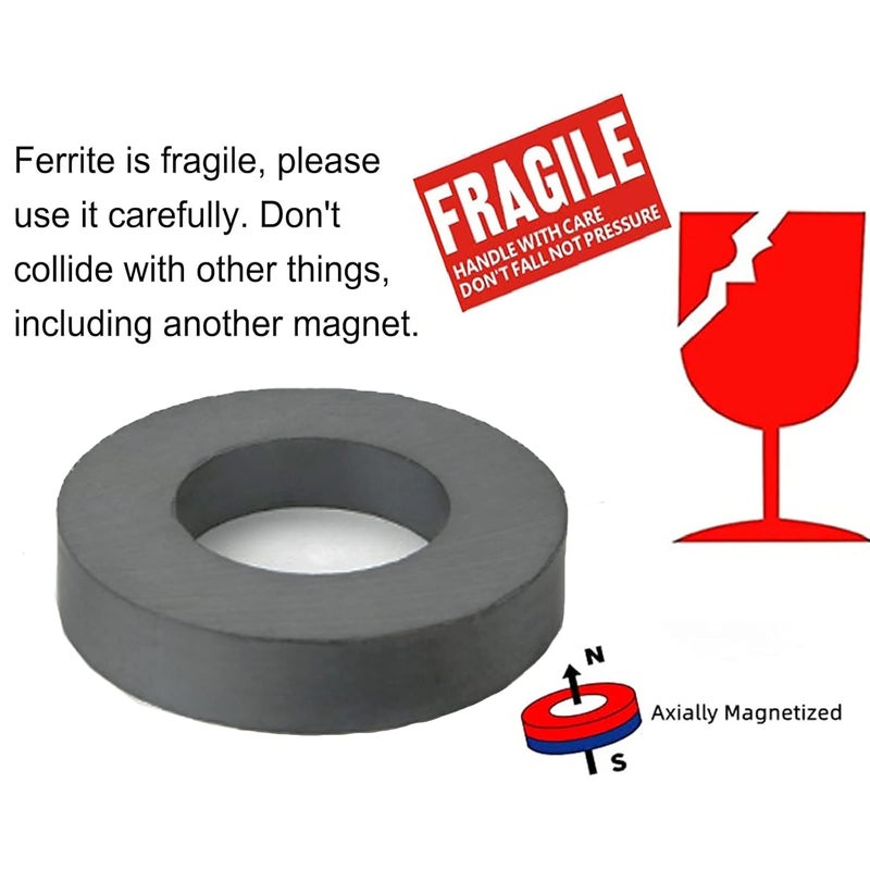 AOAUTO Grade 10 Ferrite Ring Magnet,2.75In Dia, Big Magnets Heavy Duty Round Ceramic Disc Magnets with Hole for DIY Crafts Science Projects Industrial, Pack of 2 - Image 5